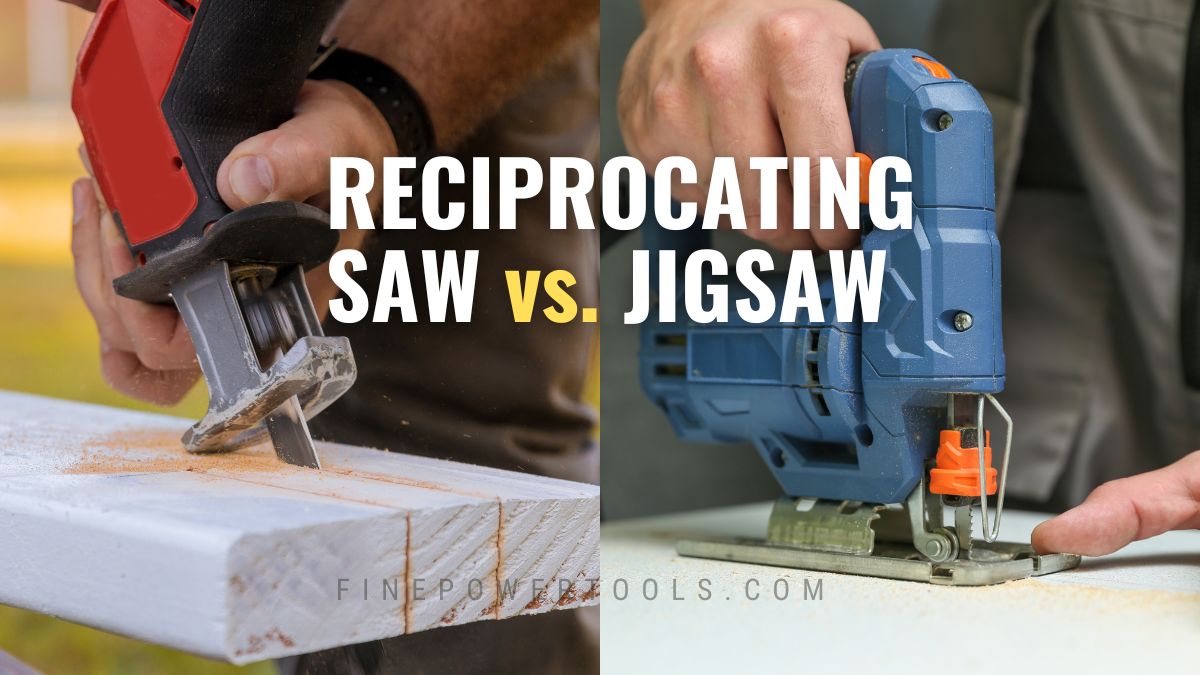 Man cutting wood with Reciprocating Saw and Jigsaw