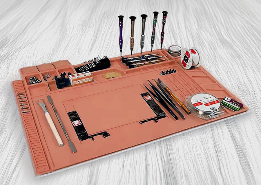 An orange Heat-Resistant Soldering mat