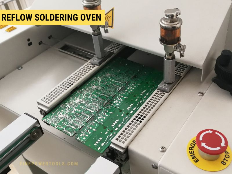 PCB inside infrared Reflow soldering oven