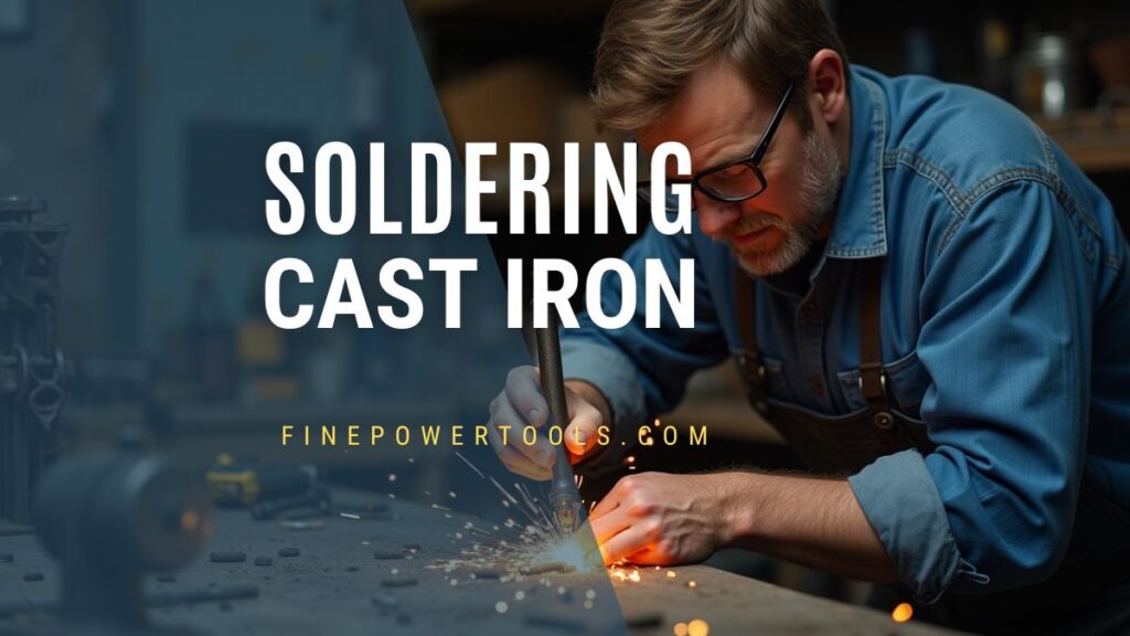Man Soldering Cast Iron part with a high voltage soldering iron