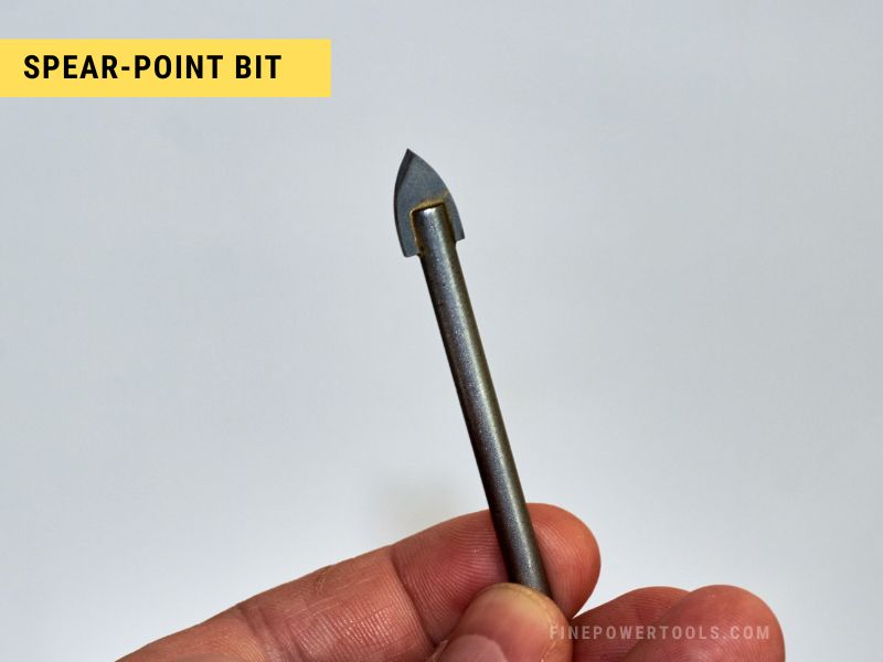 Spear Point Glass Drill Bit Man holding Spear Point Glass Drill Bit