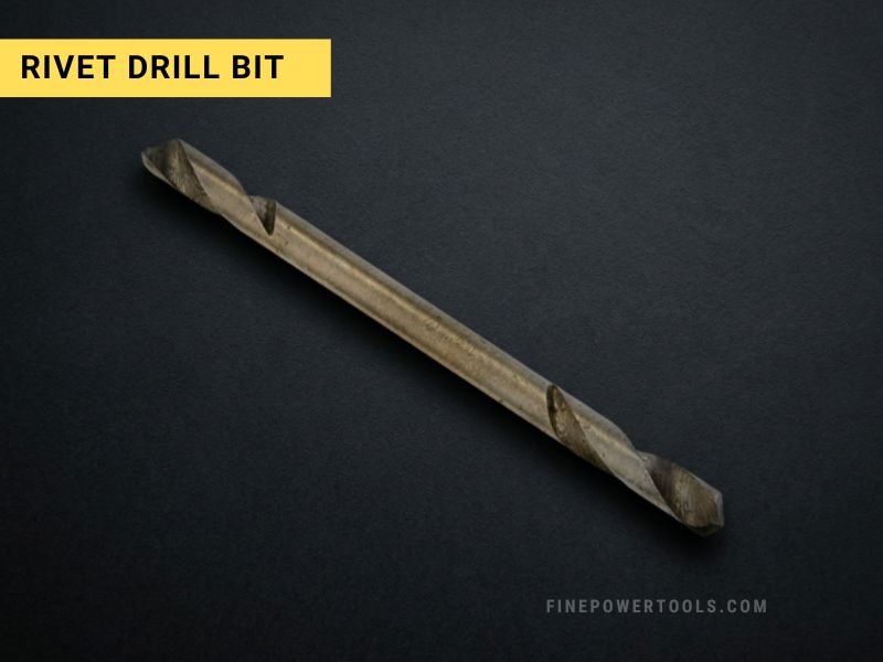 Double Ended Rivet Drill Bit Close-up photo of a Double Ended Rivet Drill Bit on black background.