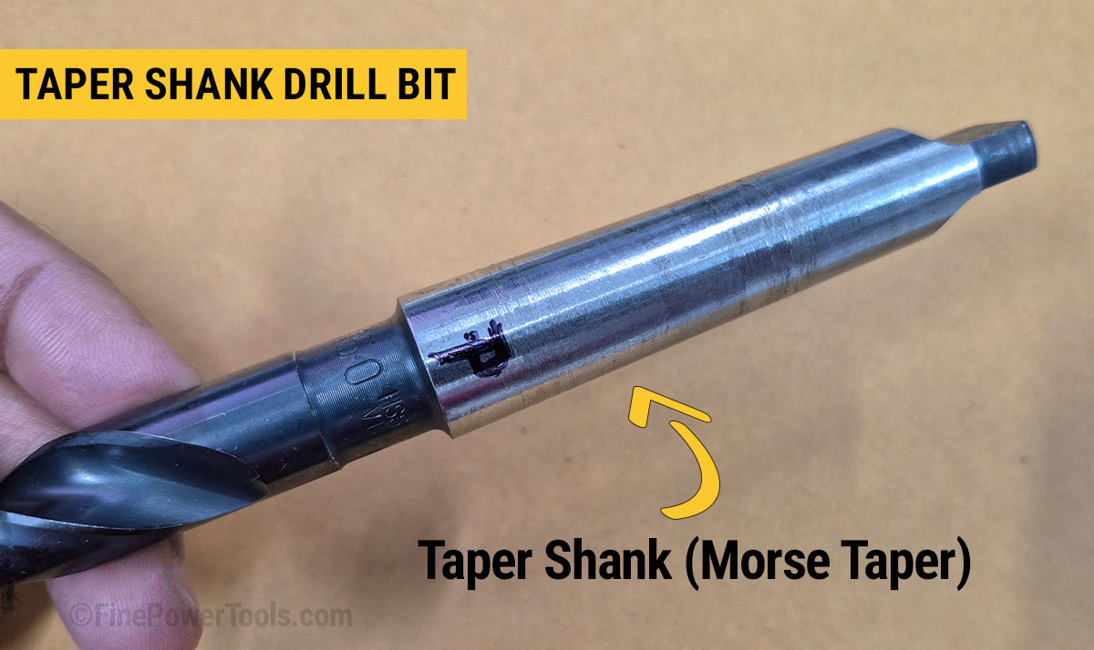 taper shank drill bit Dan holding a taper shank drill bit at FinePowerTools.com