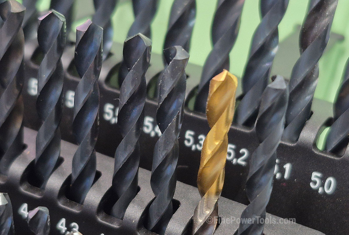 Titanium Coated Drill Bit A Titanium Coated Drill Bit among other HSS drill bits